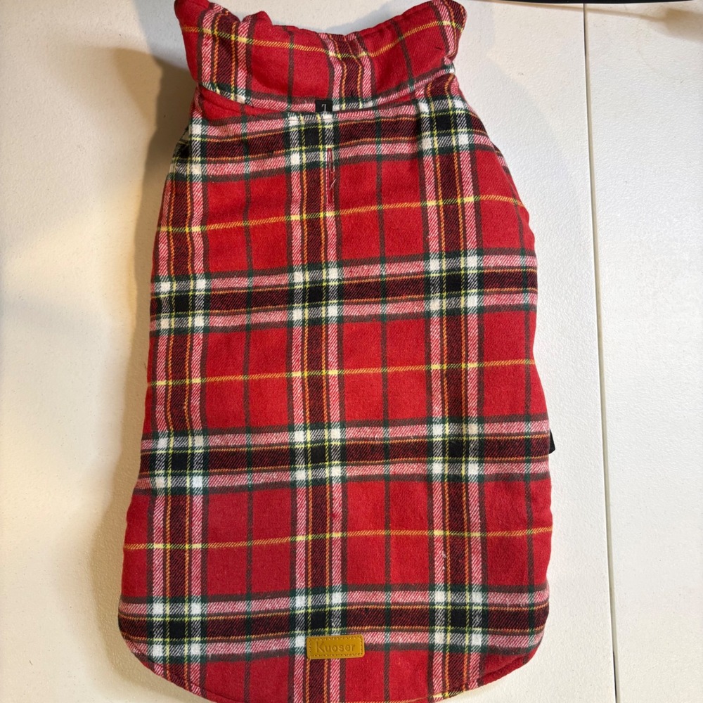 Kuoser Dog Coat Red Plaid Reversible Winter Pet Jacket Vest Large 001MF_L